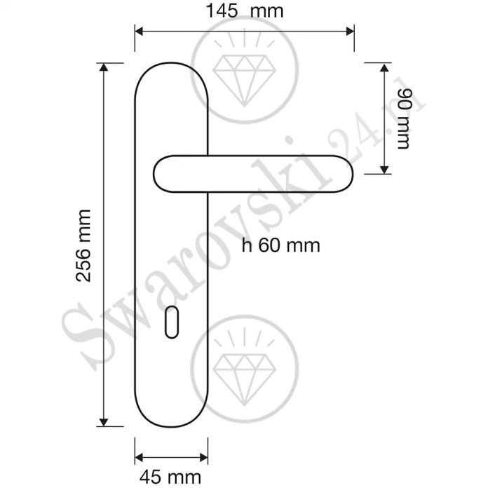Klamka Cosmic 1335PL szyld dlugi z otworem na klucz
